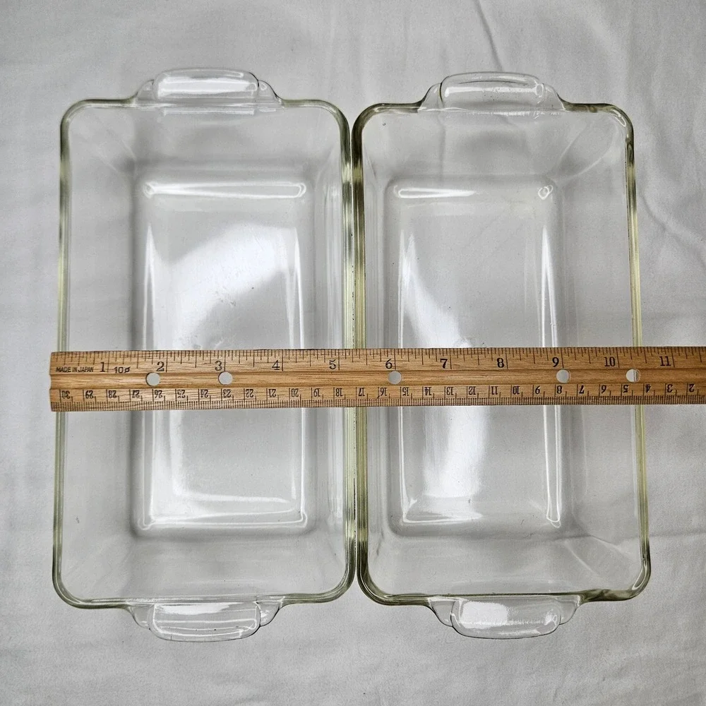 Vtg PYREX 212 Clear Glass Bread Loaf Pans 1.5 Quart Set of 2 Made in USA